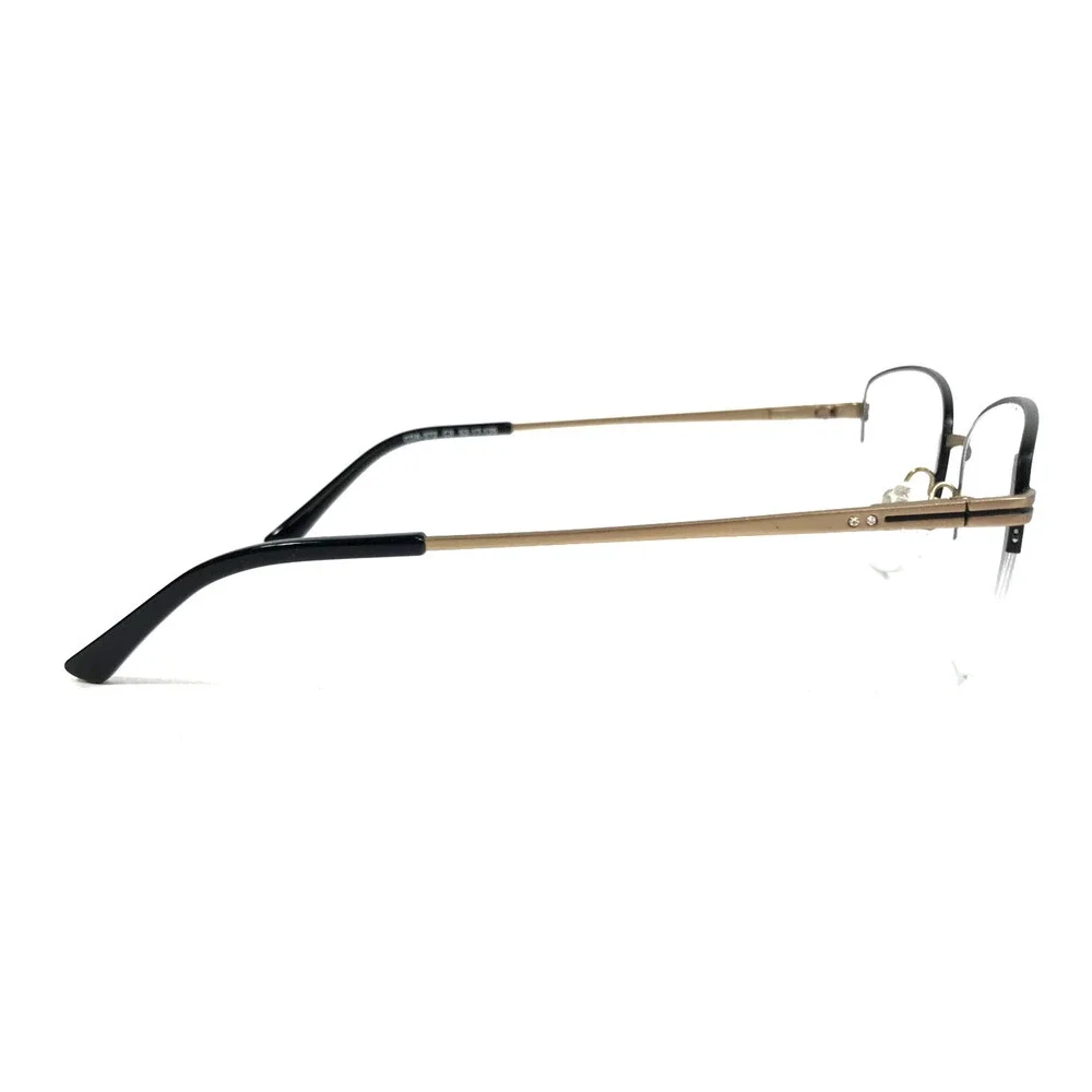 Cote D'Azur Eyeglasses Frames CDA-372 C3 Black Gold Cat Eye Half Rim 52-17-135